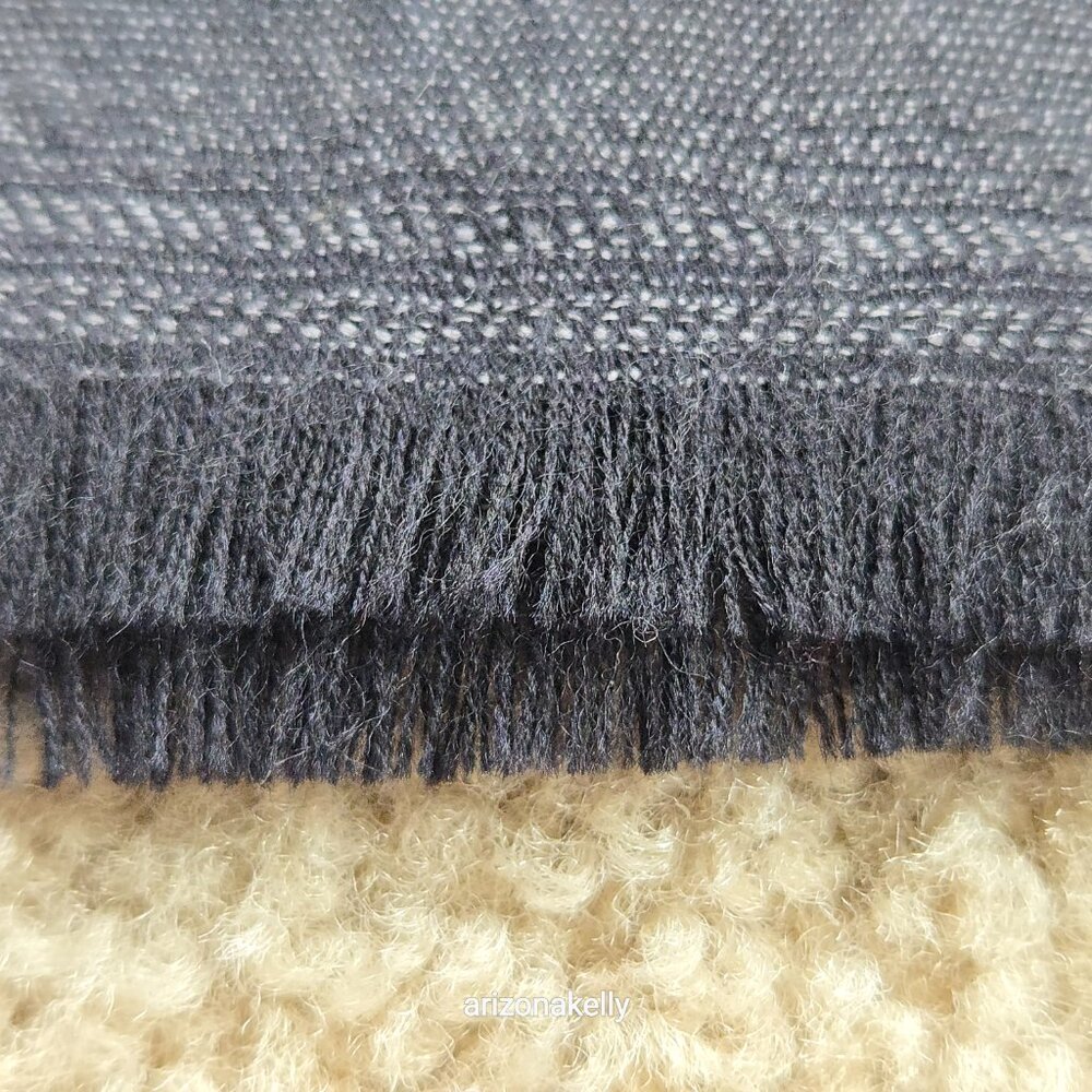 Talbots Wool Scarf Wrap Jacquard Lightweight Black & Grey - Picture 6 of 12